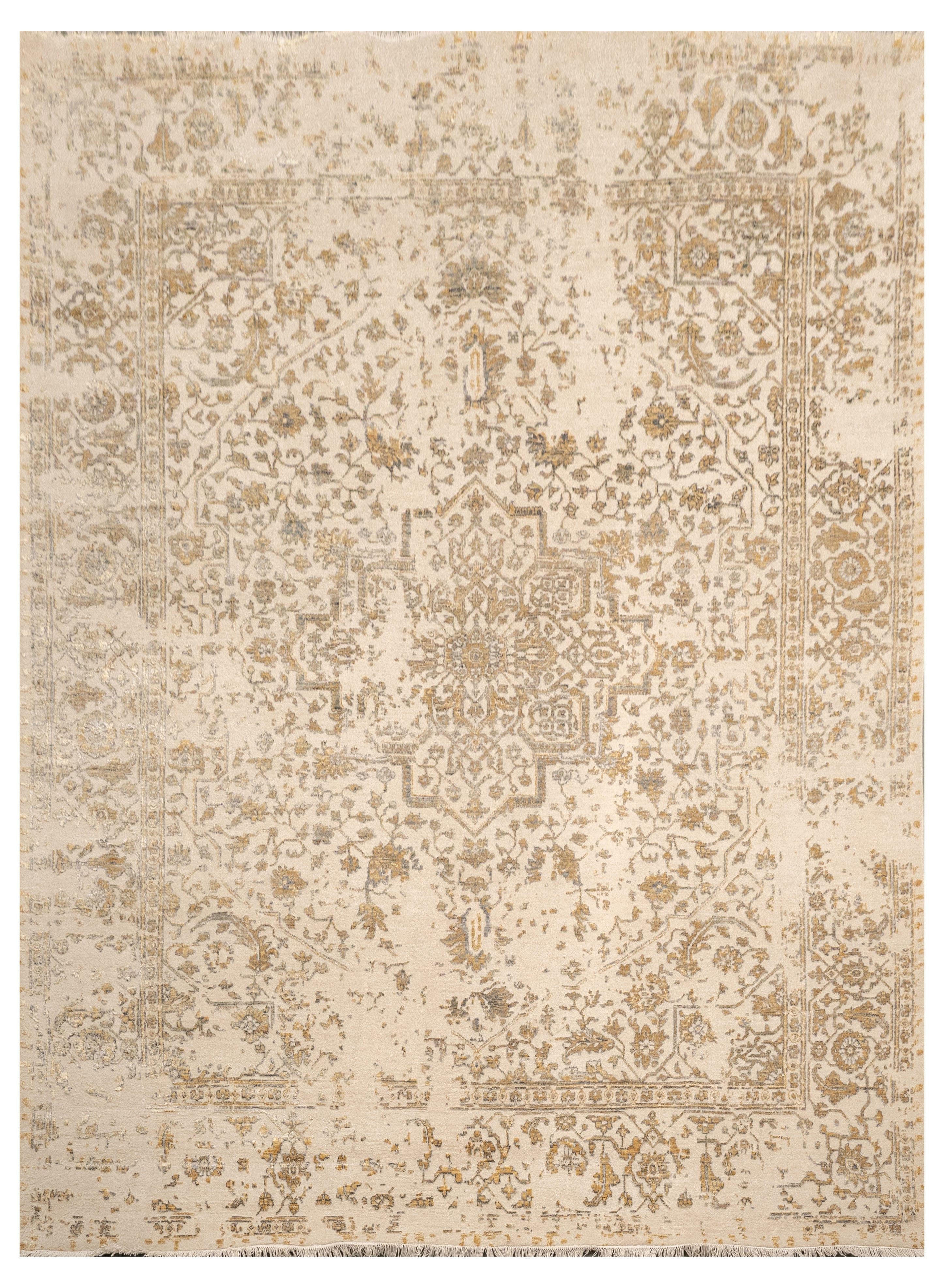 Handknotted Carpet DIA- 926 SERAPI, Dark Vanilla, Aztec Gold & Granite Gray